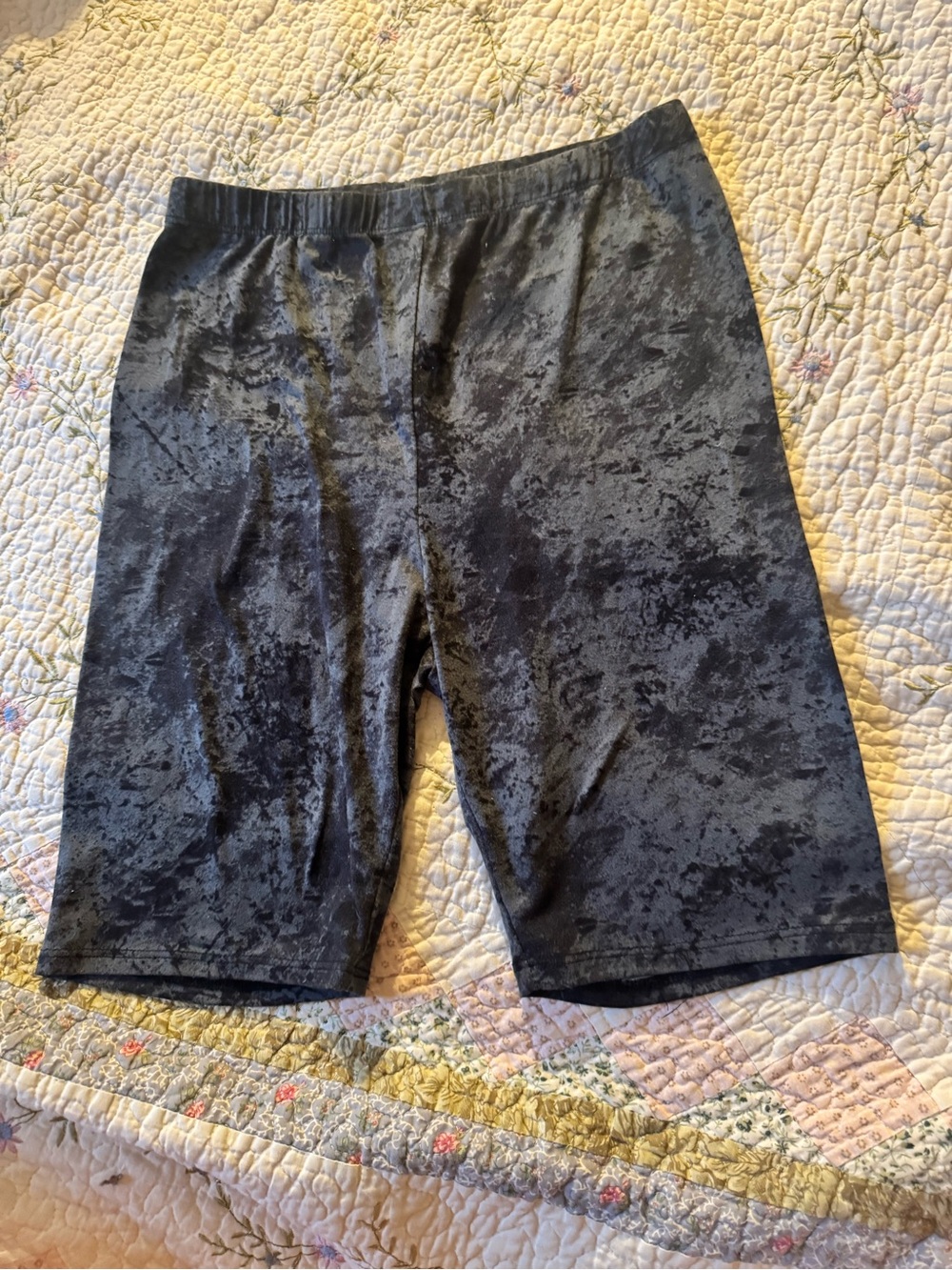 Fashion Nova Black Velvet-Look Biker Shorts